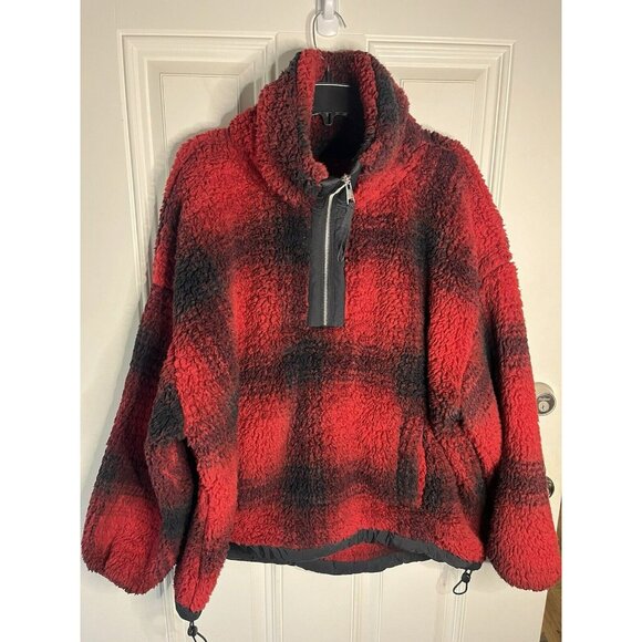 Abercrombie & Fitch Jackets & Blazers - Abercrombie & Fitch NEW Red Black Fleece HALF ZIP Teddy Jacket Coat Size XXL